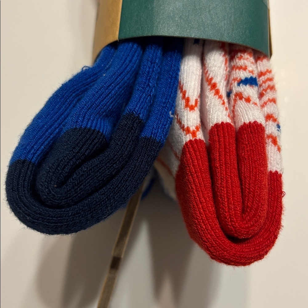 Alpine Men’s Ski Socks 2-Pack in Snowsport Stars and Stripes OTC Blue Red - Picture 8 of 11
